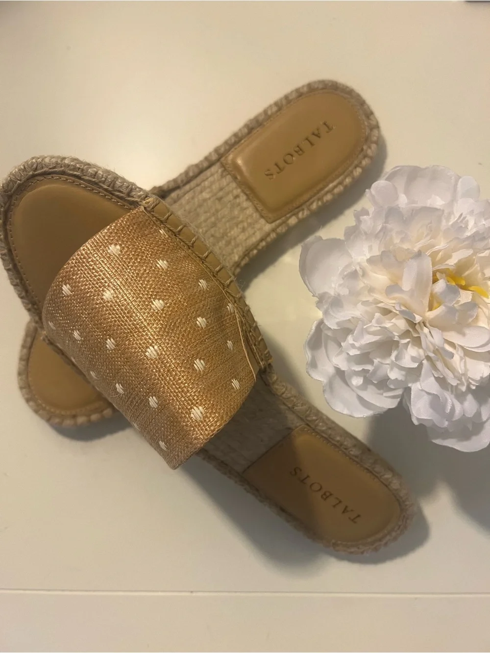 NWOB TALBOTS LLYSSA ESPADRILLE POLKA DOT SLIP ON SANDALS SZ 8